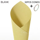 Personalized wedding confetti cones with names and date,