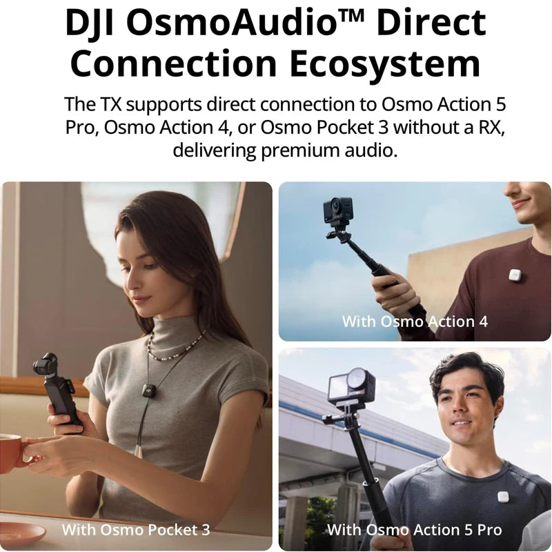 DJI Mic Mini (2 TX + 1 RX ) / (1 TX + 1 RX )Wireless Microphone with Intelligent Noise Cancelling High-Quality Audio