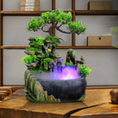 Led Lights Resin Rockery Flowing Water Fountain Lucky Feng Shui Wheel Office Desktop Ornaments With Nebulizer Home Decoration