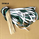 Wedding wand set with fuchsia and pink ribbon and gold bells