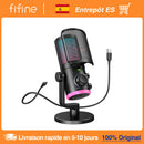 FIFINE USB Gaming Microphone with Noise Cancellation/RGB/Gain&Balance Knob,Condenser Mic for Streaming Podcasting-Ampligame AM6