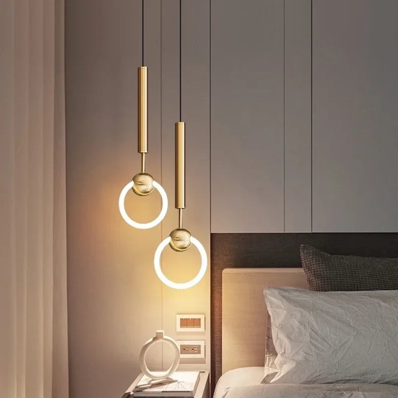 Pendant Lamp Bedroom Bedside Lamp Modern Minimalist Nordic Light Luxury Chandelier Restaurant TV Background Wall Chandelier