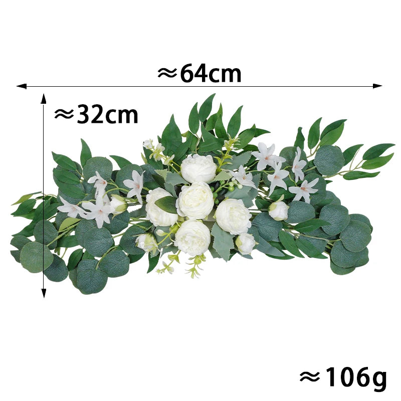 1PC Artificial Wedding Arch Flowers Boho Red Rose Eucalyptus Garland Drapes Home Decoration Wedding Decorations Welcome Sign