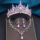 Baroque Tiaras and Crowns Princess 3-pack Wedding Crown Sets and Necklace Earrings for Party Birthday Costume Jewelry Bridal