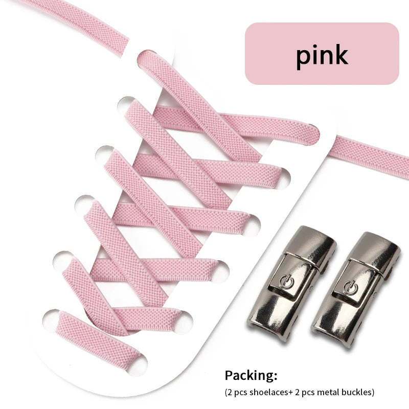 1Pair No Tie Shoe laces, Press Lock Shoelaces without ties Elastic Laces Sneaker Kids Adult 8MM Widened Flat Shoelace for Shoes