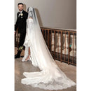 Ivory Mantilla Wedding Bridal Veils Cathedral Long Accessories For Brides  Lace Trim Edge Tulle Unique Vintage Spanish Unique