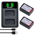 Dual Charger for Sony A6000 A6400 A6300 A6500 A7 A7II A7RII A7SII A7S A7S2 A7R. - 4X 2000mAh NP-FW50 NP FW50 Battery + LED USB