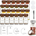 12/24/35 Pcs Spice Jars with Acacia Wood Lids, 120ml Transparent Glass Containers with Spice Labels, Kitchen Spice Bottles