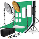 Photography Photo Studio Softbox Lighting Kit With Background Frame 3pcs Backdrops Tripod Stand Reflector Board 4Umbrella