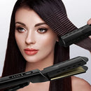 Professional electric corrugated ceramic curling iron with wide plates