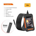 LCD Endoscope Camera with Dual Lens Borescope and 8 Lights, HD Inspection Camera