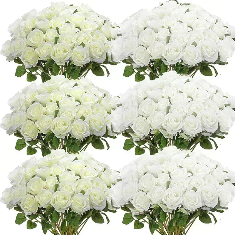Bouquet of real-looking artificial silk roses for centerpieces