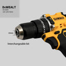 Rechargeable brushless cordless impact drill with power supply.