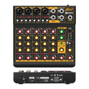 Debra Mini 6 6-Channel Audio Mixer DJ Console with Bluetooth 5.0 OTG Reverb 48V Sound Card for PC Recording, Webcasting