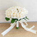 Bridal bouquets, white bridal bouquet, silk flowers, artificial roses,