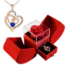 Gift for women, gift box with eternal rose and heart necklace, jewelry box