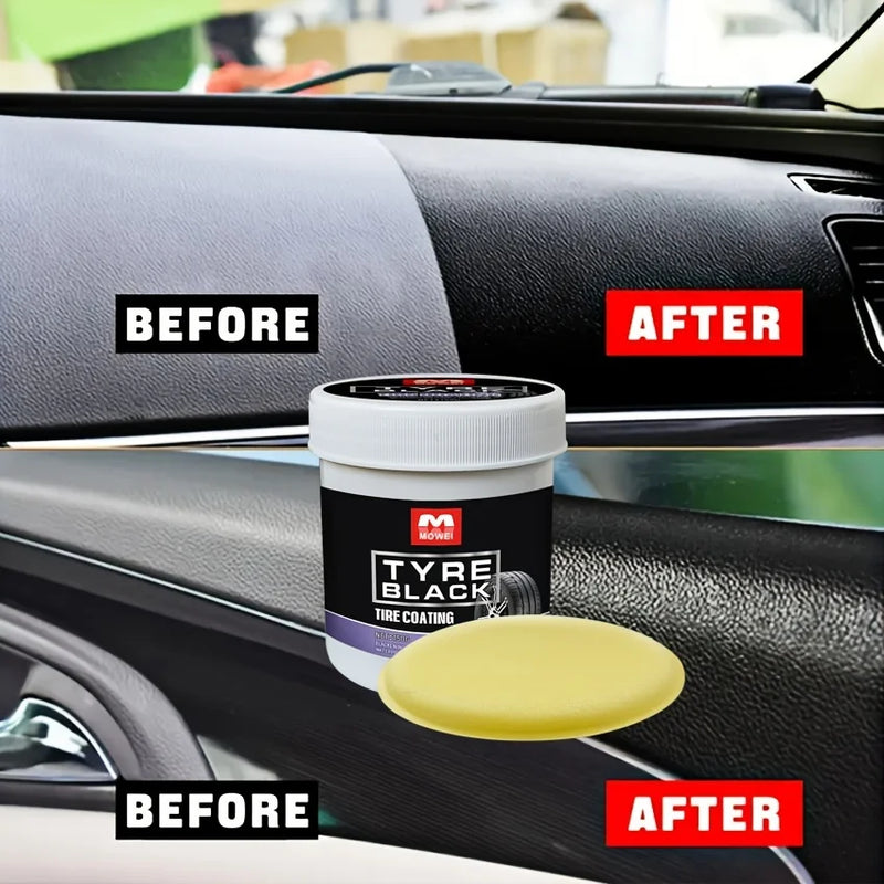 Tire Blackening Coating Wax - Hydrating Luster and Protection, Anti-Aging Tire Care Coating with Sponge Applicator