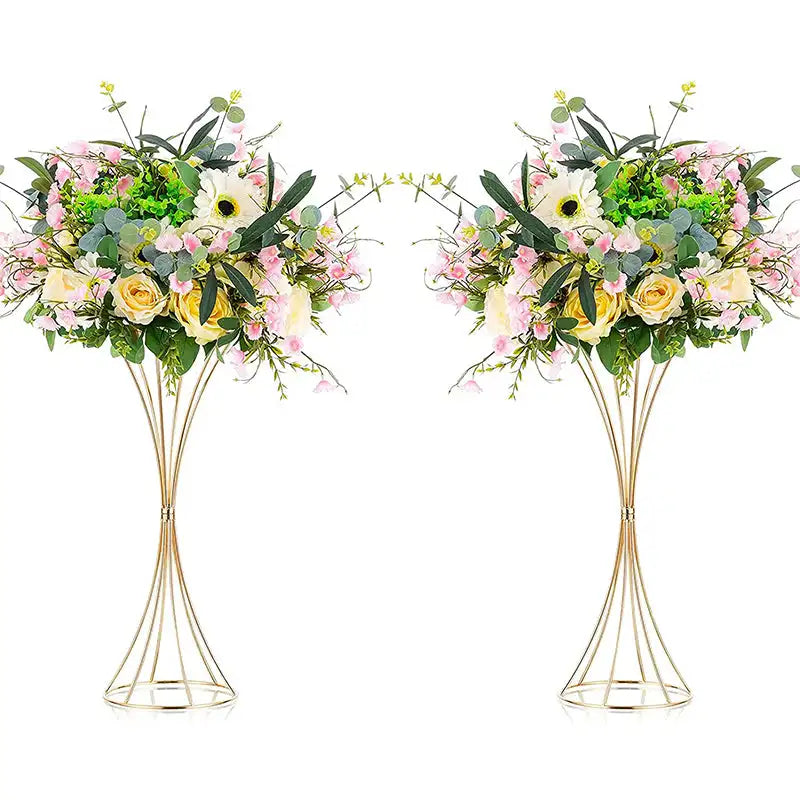 Golden iron vases for flowers, flower arrangement stands,