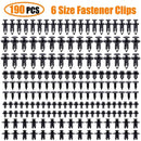 190PCS Set Car Universal Buckle 6 Models Size Fastenr Rivet Clamping Fastener Buckle Car Accessory ABS Material Fixed Screw