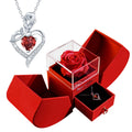 Gift for women, gift box with eternal rose and heart necklace, jewelry box