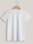 Paris Print T-shirt, Short Sleeve Crew Neck Casual Top for Summer & Spring, Women's Clothing