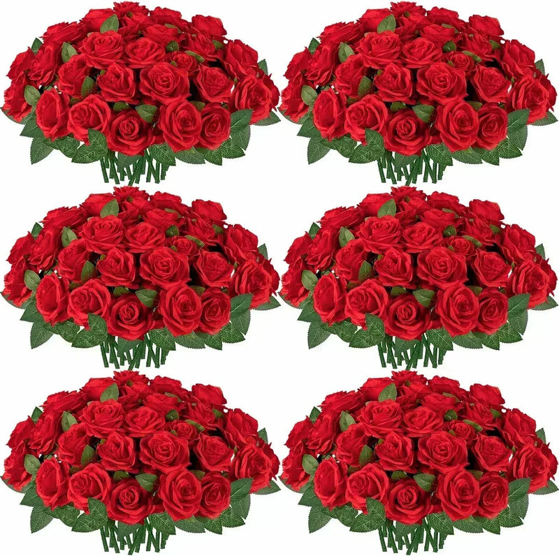 Bouquet of real looking artificial silk roses