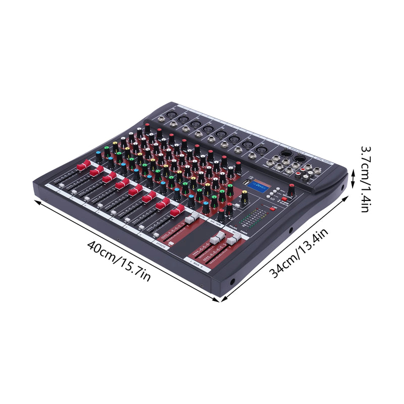 8 Channel Audio Mixer, Bluetooth Studio Mixer Audio DJ Sound Board Controller with USB for Professional and Beginners