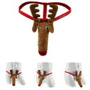 Polyester Fiber Underwear Thong G-String Briefs Bulge Pouch Christmas Reindeer Funny Underwear Khaki Mens One Size