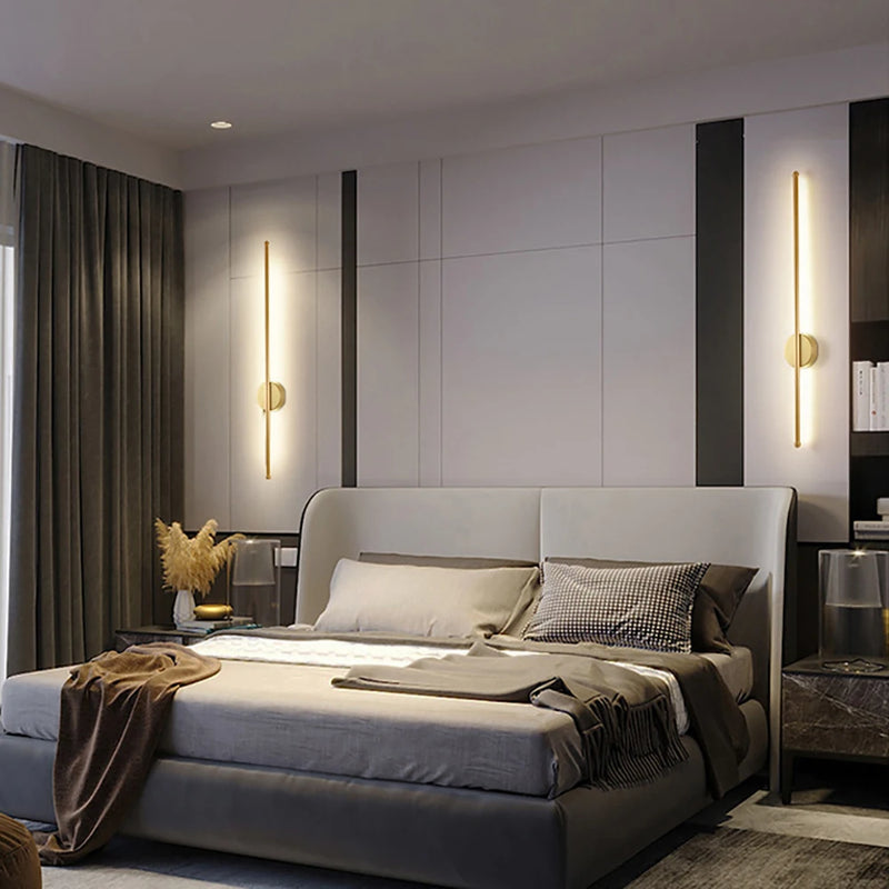 Strip LED Living Room Wall light Modern Nordic Sofa background Full copper Bedroom Bedside wall light AC85-265V - 80cm 60cm