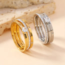 Luxury Stainless Steel Ring For Women Three-Piece Set Zircon Classic Fashion Finger Accessory Jewelry Female Gifts Wholesale