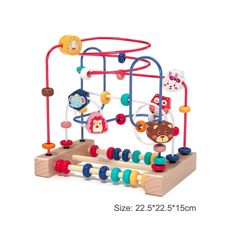 Baby Toys Wooden Roller Coaster Bead Maze Abacus Math Toys. Toddler Early Educational Toys for Kids Children 1-3 Years.