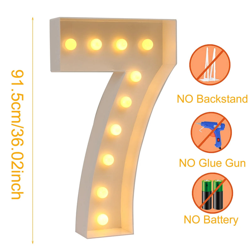 Giant LED Light Up Birthday Number Figure for 1st Birthday, Anniversary, Wedding,