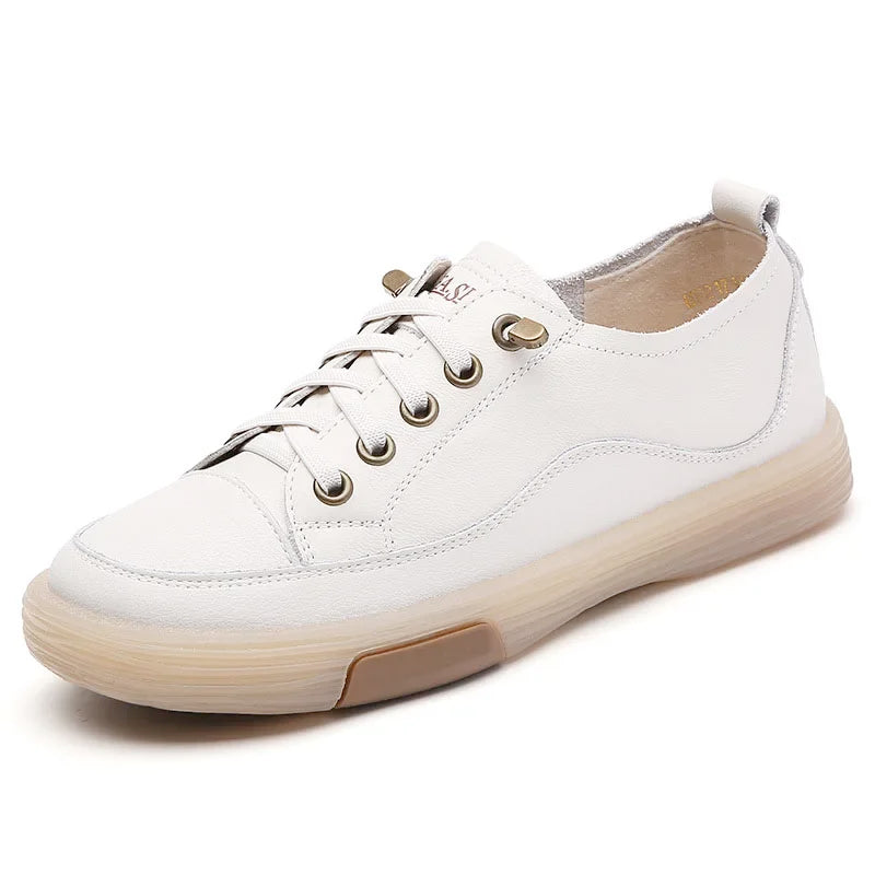 Jogging Casual Shoes Cow Leather Soft Sole Slip-on Flat Loafers Ladies Sneakers Breathable Walking Trainers