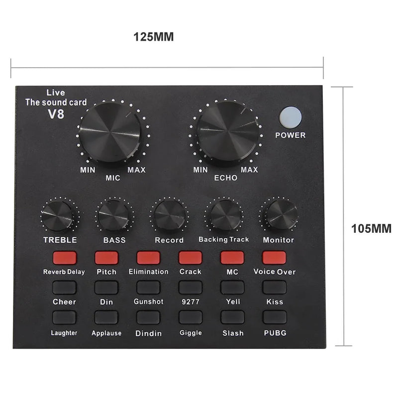 Professional Microphone Condenser Sound Card PC Computer Audio USB Electric Guitar Live Broadcast Recording Studio