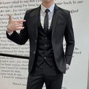 Suit (Blazer+ Vest + Pants) Men's Business Gentleman Fashion Slim Work Solid Color Plus Size Fair Dress Wedding Best Man Suit - BUY ABROAD NOW