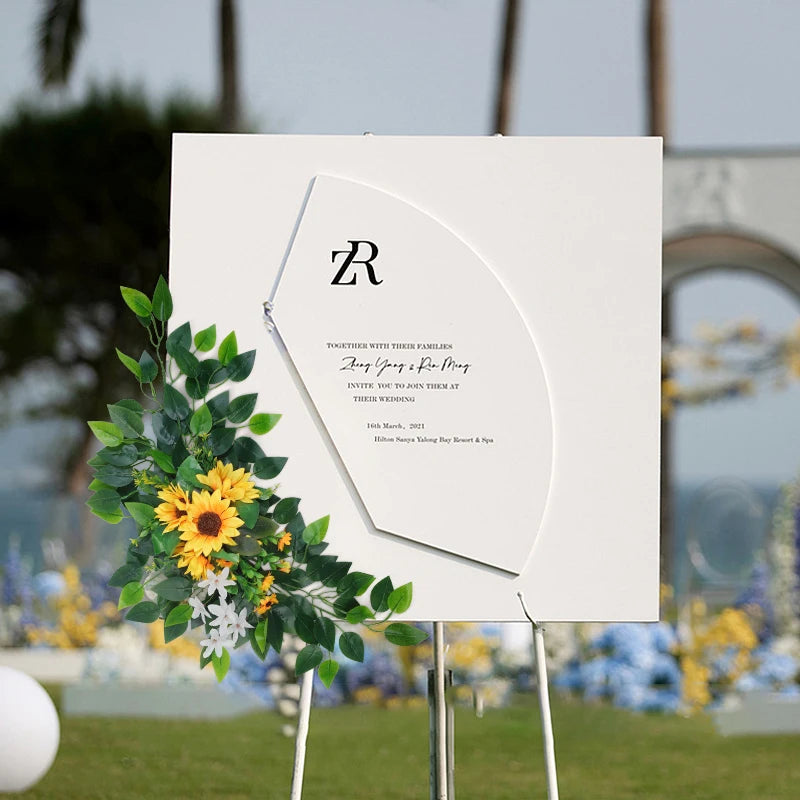 1PC Artificial Wedding Arch Flowers Boho Red Rose Eucalyptus Garland Drapes Home Decoration Wedding Decorations Welcome Sign