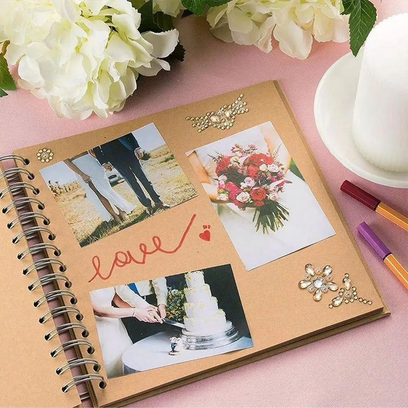 Scrapbook Album Acid-free Paper Photo Album Premium 7-inch Scrapbook Photo Album Elegant Twin-wire Binding for Wedding