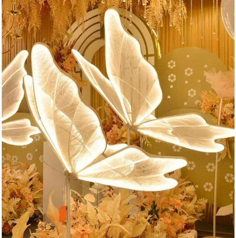 60/80/100cm Wedding Butterfly Floor lamp Creative Butterfly Ceiling Lamp Butterfly Hanging Decoration Prop for Wedding Christmas