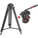 Professional Video Tripod Stand 74'' Metal Heavy Duty Panorama Head 3Section Load 22lb/10kg for DSLR Camera Camcorder. - EVUMO DF6