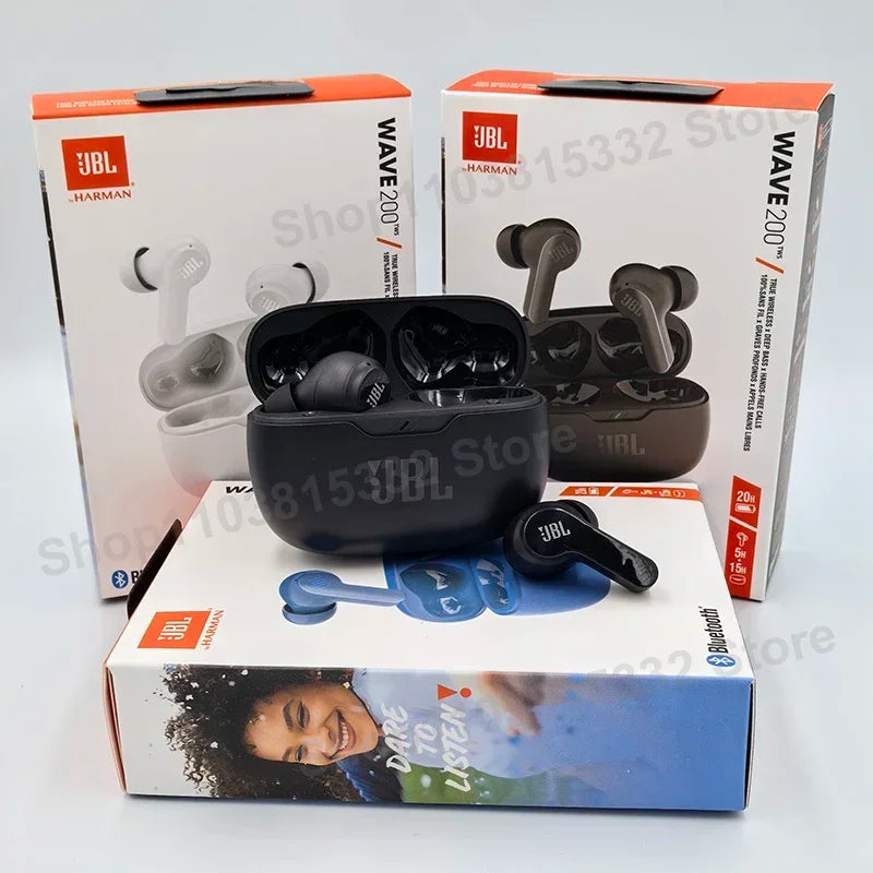 Wireless Earbuds True Headset JBL W200 TWS Bluetooth 5.0 Earphones Sports Headphones With Mic. - Original JBL Wave 200TWS