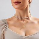 Gold Plated Pearl Necklace for Women, Dainty Layered Pearl Choker Wedding Trendy Gold Jewelry for Women Anniversary Gifts