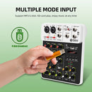Debra V4 4 Channels Audio Mixer With Bluetooth USB 48V Phantom Power Delay Repaeat Effect  For Sound Mixing Console PC Recording