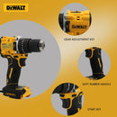 Rechargeable brushless cordless impact drill with power supply.