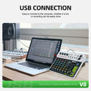 FROKET V8 Audio Mixer DJ Controller Mixing Bluetooth Phantom Power Delay Repaeat Effect  For Sound Mixing Console PC Recording