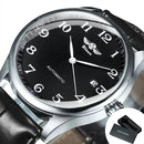 Winner Classic Business Watch for Men Retro Calendar Blue Hands Automatic Mechanical Watches Top Brand Luxury Steel Leather Belt