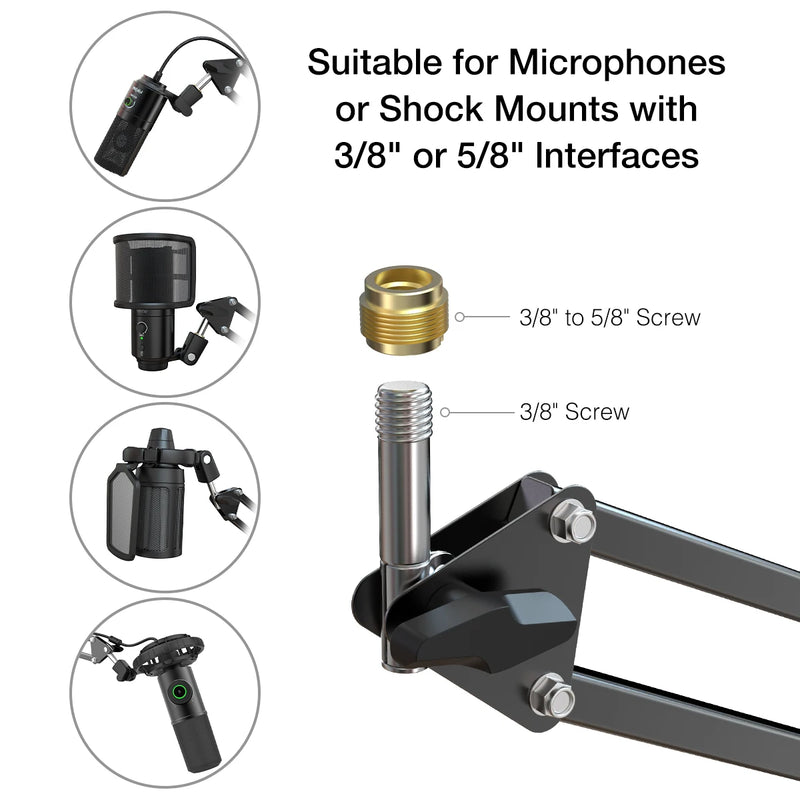 Microphone Arm Boom,Adjustable Suspension Boom with Heavy Duty Clamp,Scissor Mic Stand for Recording,Gaming,K688 K658-CS1. - FIFINE