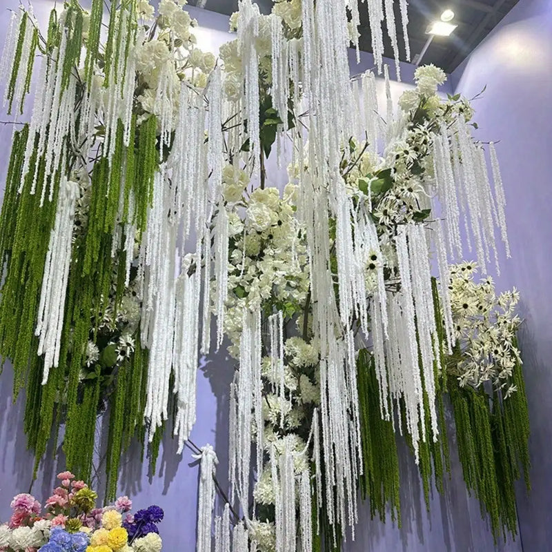 Dried amaranth flowers, elegant, white and green, preserved