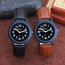 Fashion leather strap watches for woman man children boys young students 12hours quartz waterproof watches clock. - 2025