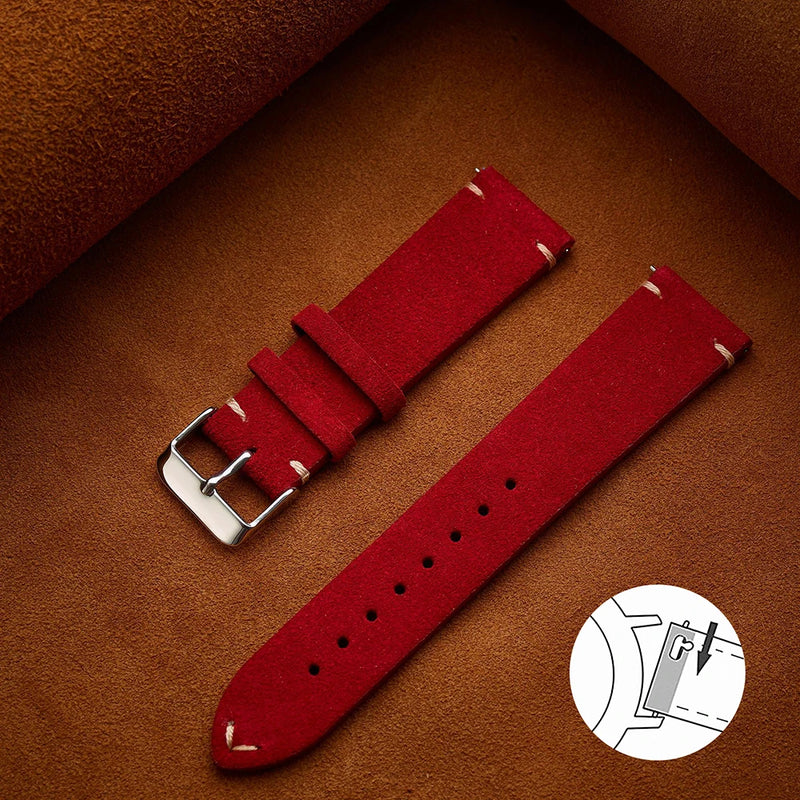 Quick Release Soft Suede Strap 14mm 16mm 18mm Wristband 20mm 22mm Brown Watch Bands Calfskin Bracelet Women&Men Accessories