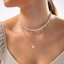 Gold Plated Pearl Necklace for Women, Dainty Layered Pearl Choker Wedding Trendy Gold Jewelry for Women Anniversary Gifts